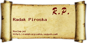 Radak Piroska névjegykártya